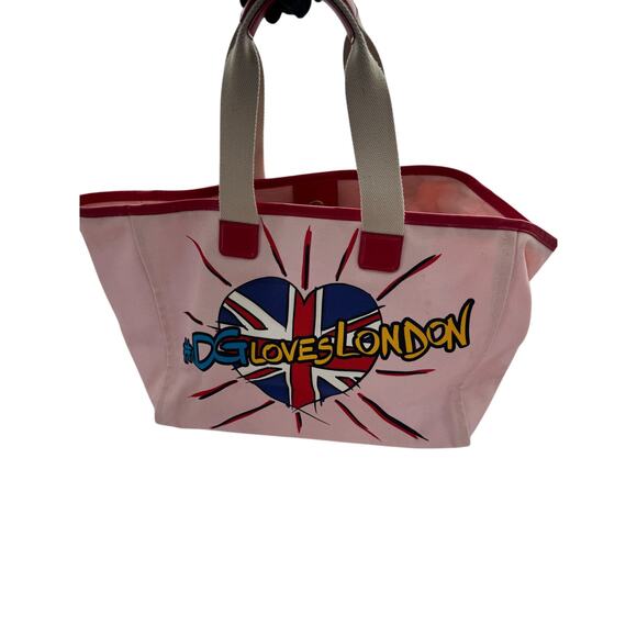 Dolce & Gabbana “#DGLovesLondon” Canvas Tote– Pink & Union Jack Heart Design - Picture 1 of 6